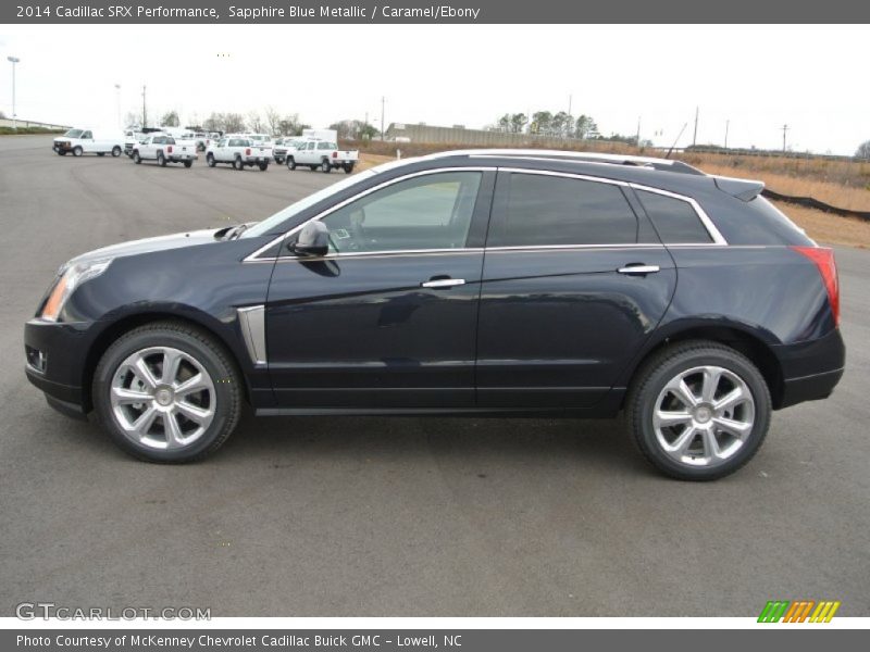 Sapphire Blue Metallic / Caramel/Ebony 2014 Cadillac SRX Performance