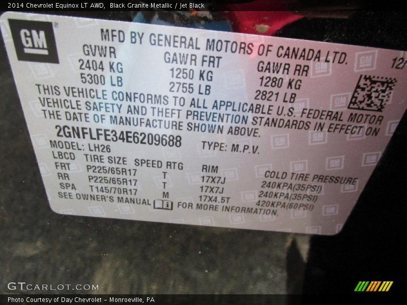Black Granite Metallic / Jet Black 2014 Chevrolet Equinox LT AWD