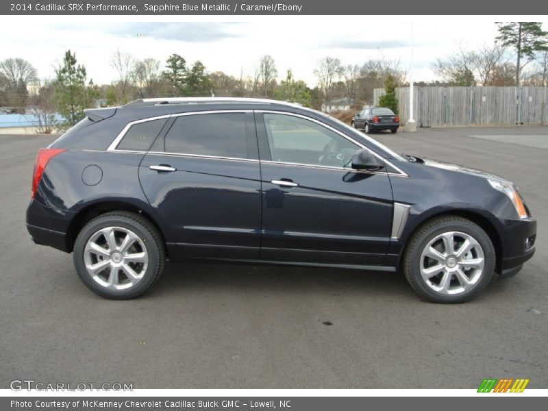 Sapphire Blue Metallic / Caramel/Ebony 2014 Cadillac SRX Performance