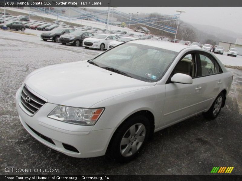 Powder White Pearl / Camel 2009 Hyundai Sonata GLS