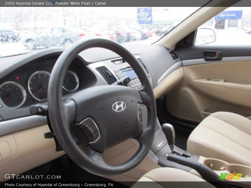 Powder White Pearl / Camel 2009 Hyundai Sonata GLS