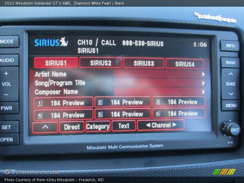 Diamond White Pearl / Black 2013 Mitsubishi Outlander GT S AWD
