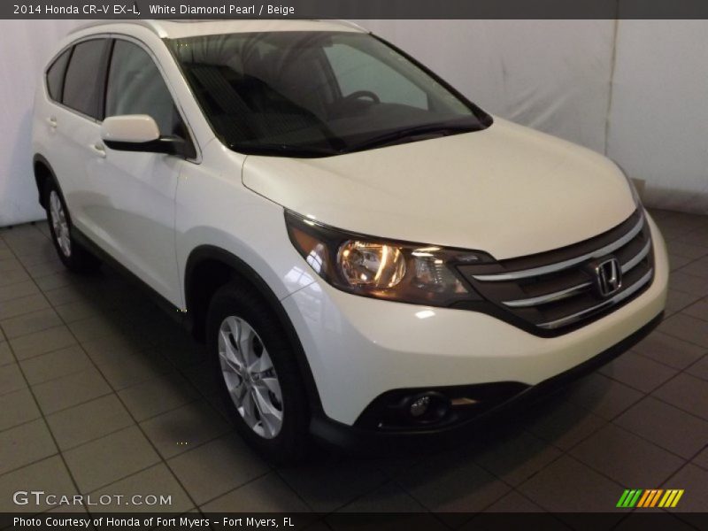 White Diamond Pearl / Beige 2014 Honda CR-V EX-L