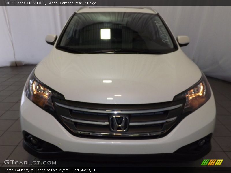 White Diamond Pearl / Beige 2014 Honda CR-V EX-L