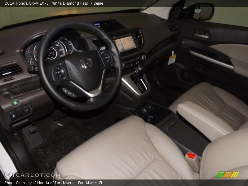 White Diamond Pearl / Beige 2014 Honda CR-V EX-L