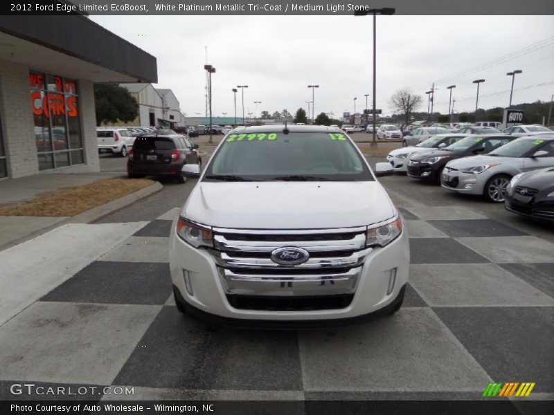 White Platinum Metallic Tri-Coat / Medium Light Stone 2012 Ford Edge Limited EcoBoost