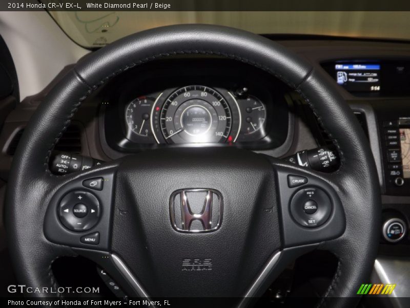 White Diamond Pearl / Beige 2014 Honda CR-V EX-L