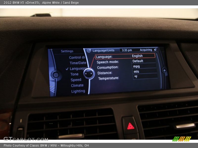 Alpine White / Sand Beige 2012 BMW X5 xDrive35i
