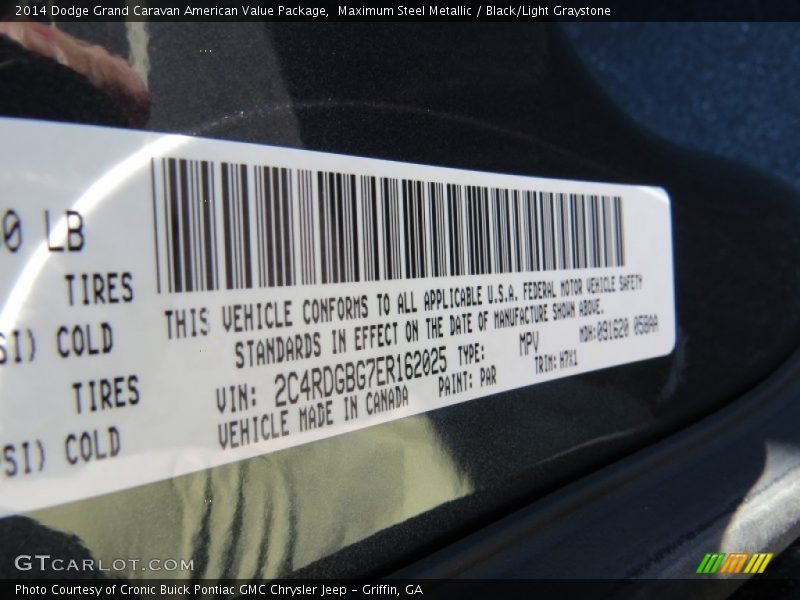 Maximum Steel Metallic / Black/Light Graystone 2014 Dodge Grand Caravan American Value Package