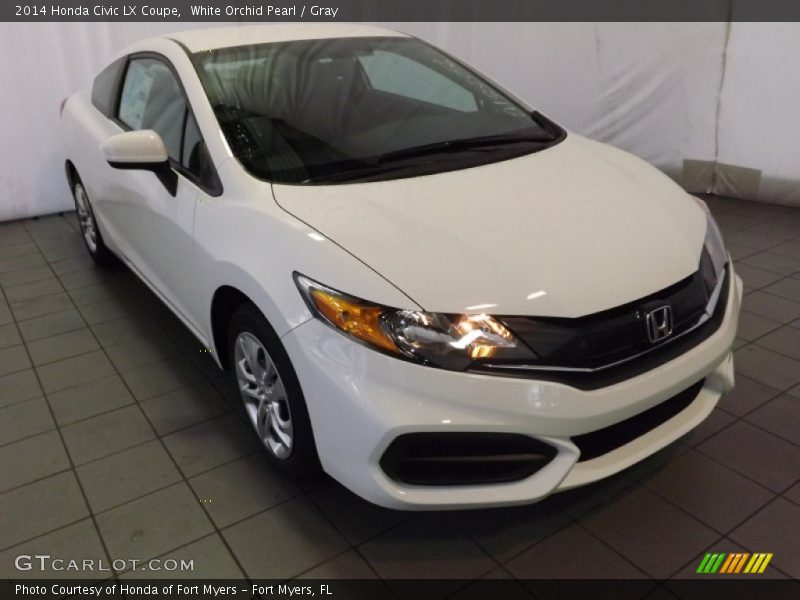 White Orchid Pearl / Gray 2014 Honda Civic LX Coupe