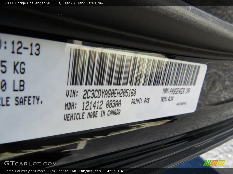 Black / Dark Slate Gray 2014 Dodge Challenger SXT Plus