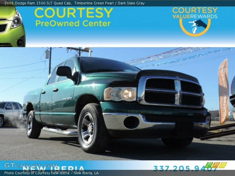 Timberline Green Pearl / Dark Slate Gray 2003 Dodge Ram 1500 SLT Quad Cab