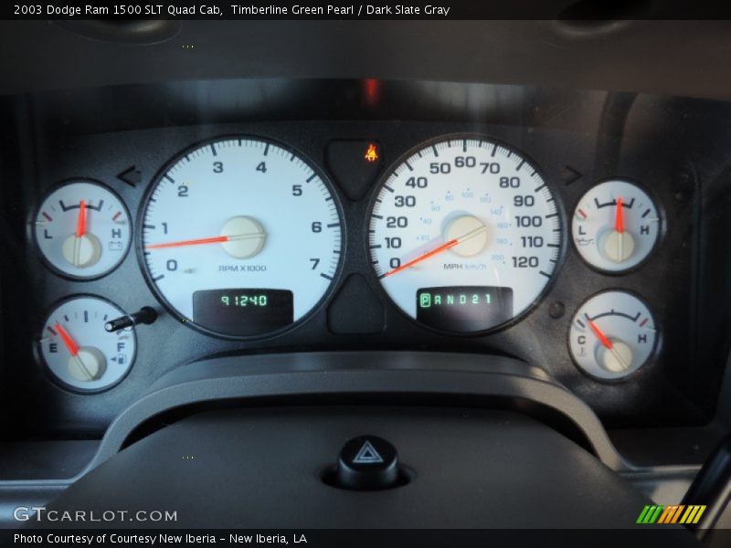Timberline Green Pearl / Dark Slate Gray 2003 Dodge Ram 1500 SLT Quad Cab