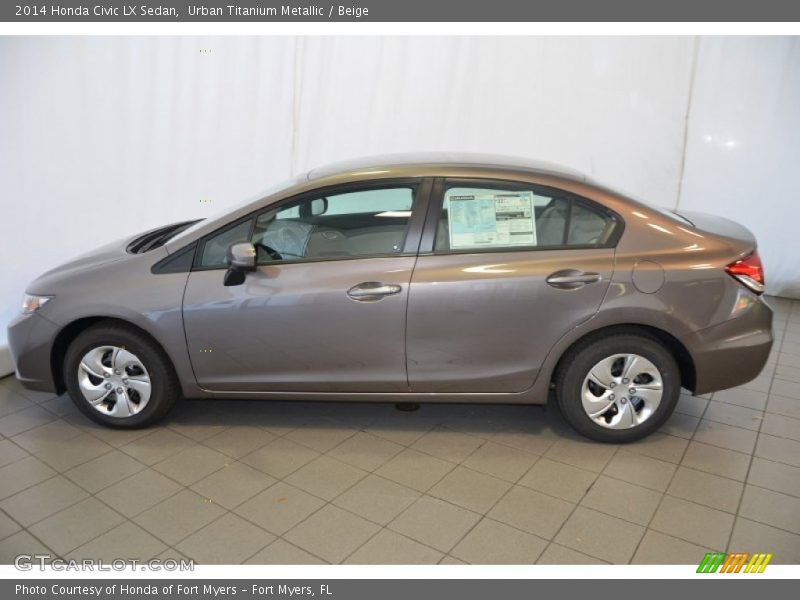 Urban Titanium Metallic / Beige 2014 Honda Civic LX Sedan