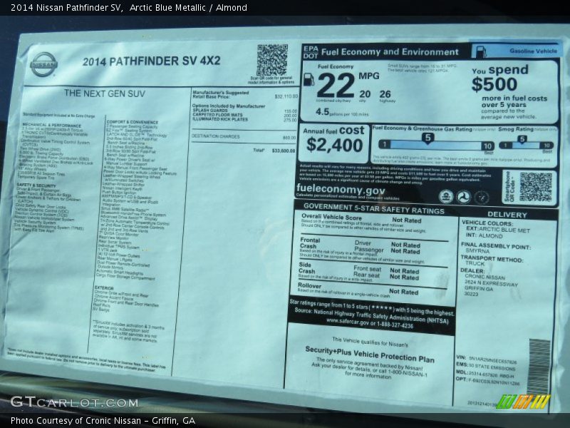 Arctic Blue Metallic / Almond 2014 Nissan Pathfinder SV
