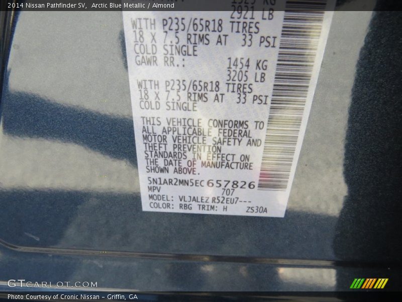 Arctic Blue Metallic / Almond 2014 Nissan Pathfinder SV