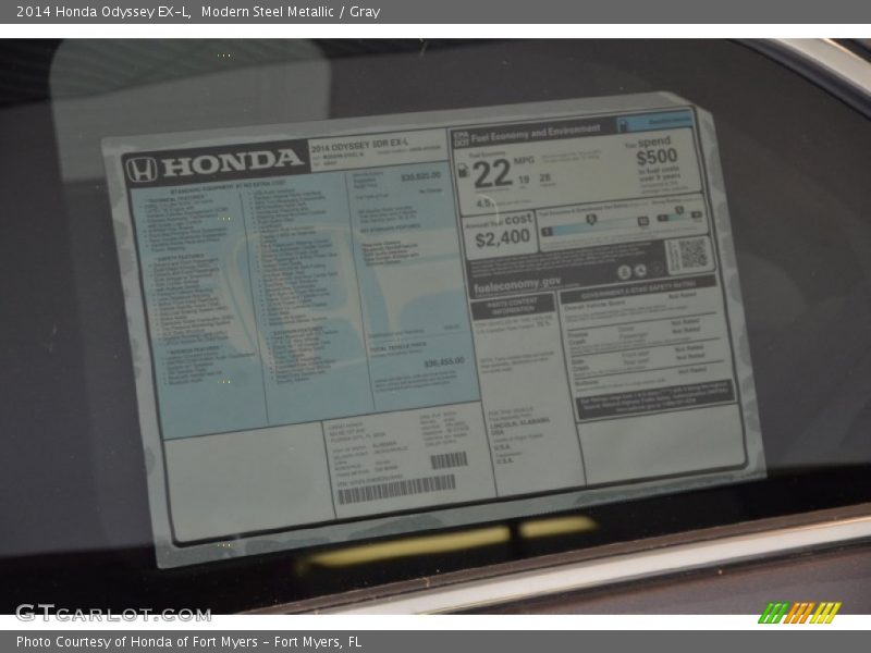 Modern Steel Metallic / Gray 2014 Honda Odyssey EX-L