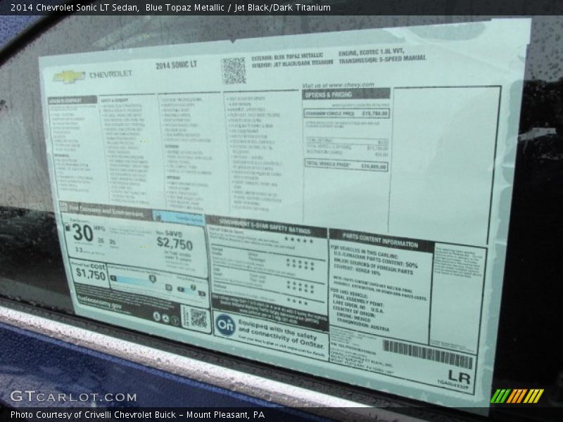Blue Topaz Metallic / Jet Black/Dark Titanium 2014 Chevrolet Sonic LT Sedan
