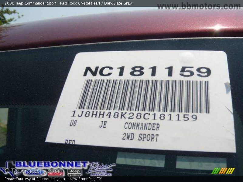 Red Rock Crystal Pearl / Dark Slate Gray 2008 Jeep Commander Sport
