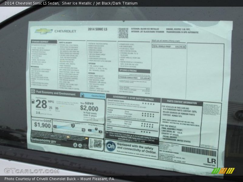 Silver Ice Metallic / Jet Black/Dark Titanium 2014 Chevrolet Sonic LS Sedan