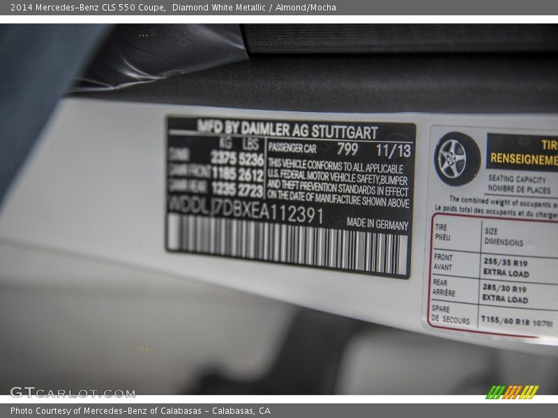 Diamond White Metallic / Almond/Mocha 2014 Mercedes-Benz CLS 550 Coupe