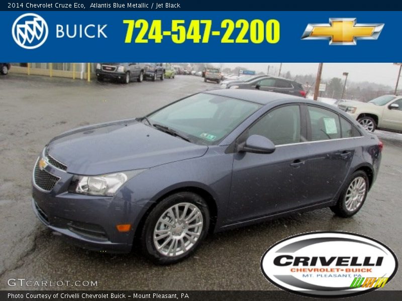 Atlantis Blue Metallic / Jet Black 2014 Chevrolet Cruze Eco