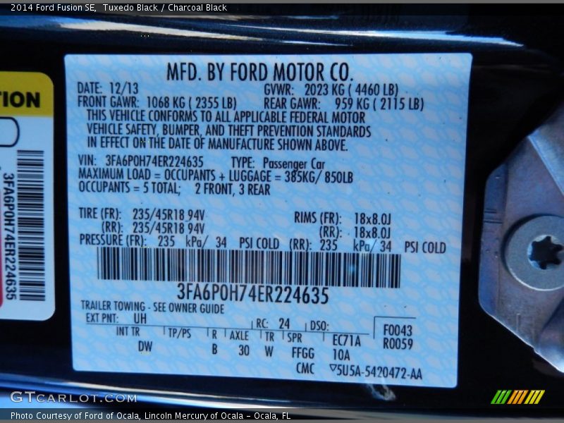 Tuxedo Black / Charcoal Black 2014 Ford Fusion SE