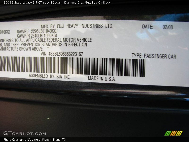 Diamond Gray Metallic / Off Black 2008 Subaru Legacy 2.5 GT spec.B Sedan