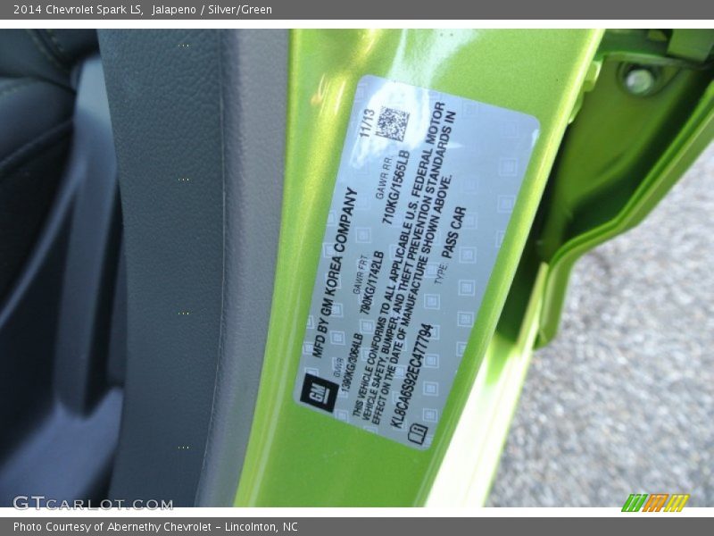 Jalapeno / Silver/Green 2014 Chevrolet Spark LS