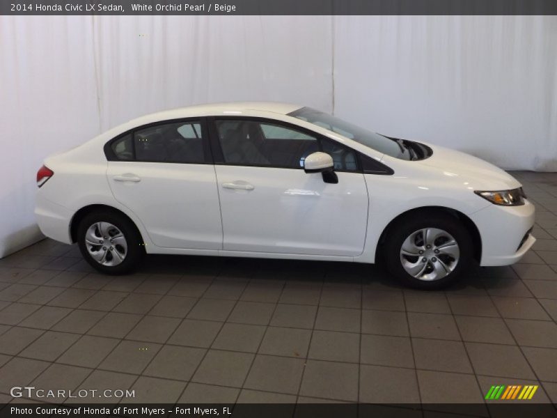 White Orchid Pearl / Beige 2014 Honda Civic LX Sedan