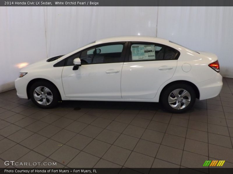 White Orchid Pearl / Beige 2014 Honda Civic LX Sedan