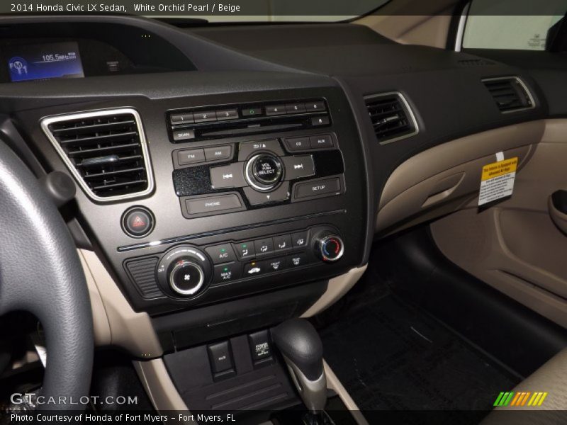 White Orchid Pearl / Beige 2014 Honda Civic LX Sedan
