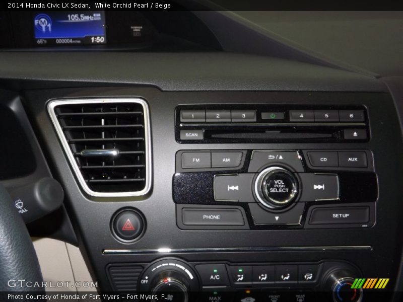 White Orchid Pearl / Beige 2014 Honda Civic LX Sedan