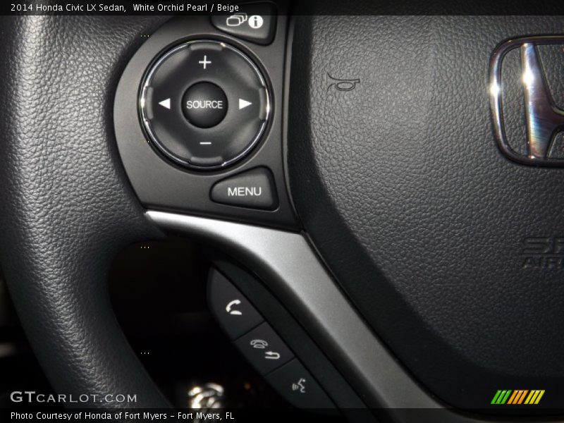 White Orchid Pearl / Beige 2014 Honda Civic LX Sedan