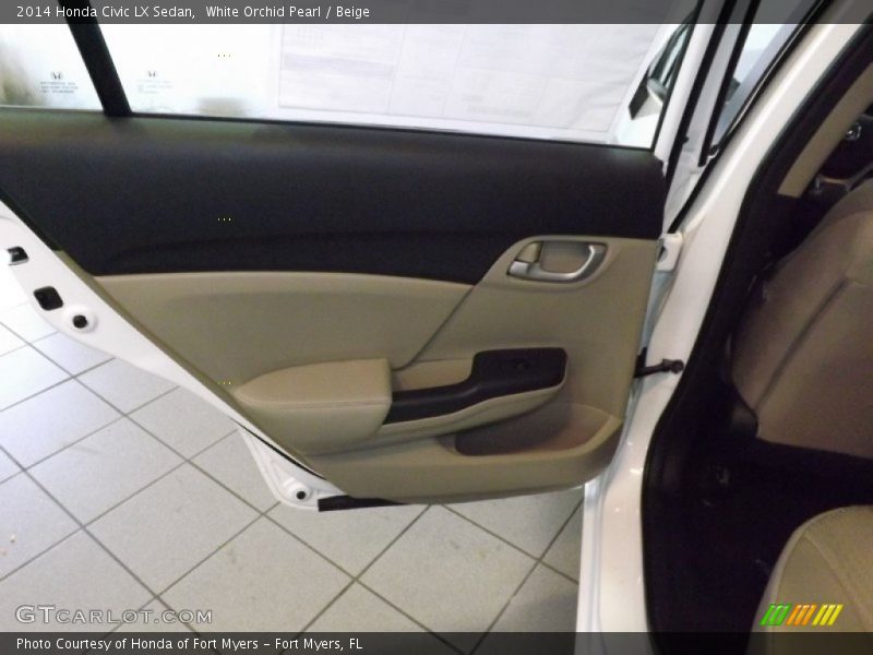 White Orchid Pearl / Beige 2014 Honda Civic LX Sedan