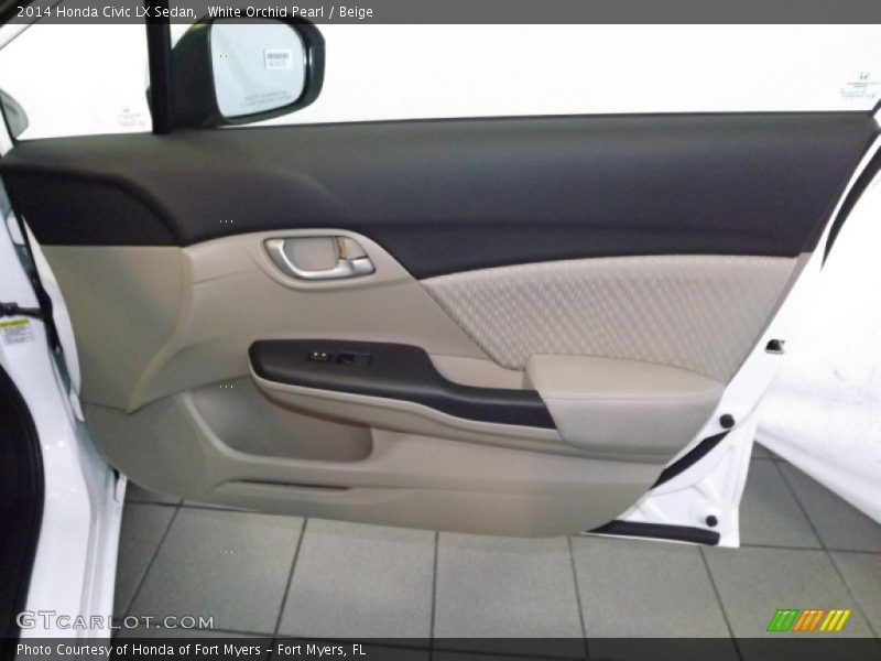 White Orchid Pearl / Beige 2014 Honda Civic LX Sedan