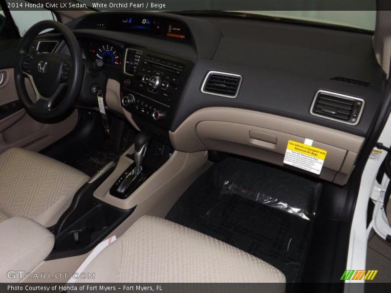 White Orchid Pearl / Beige 2014 Honda Civic LX Sedan