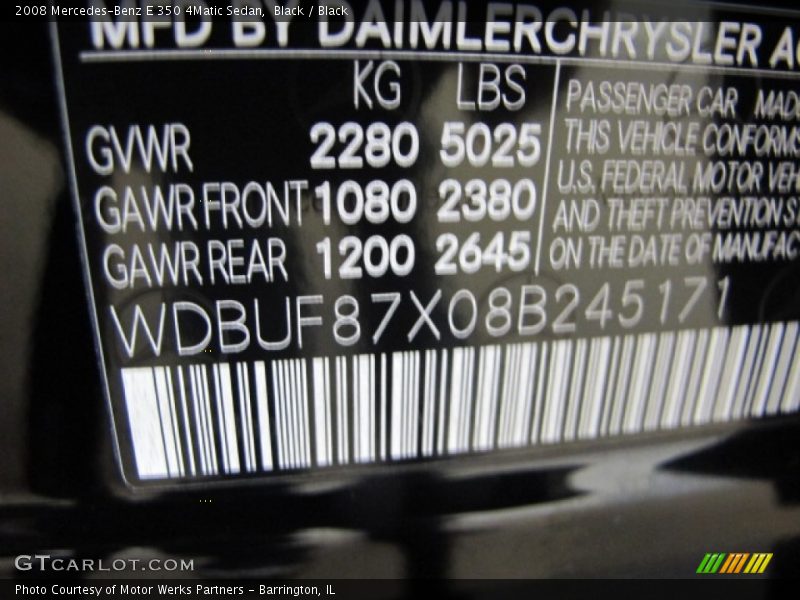 Black / Black 2008 Mercedes-Benz E 350 4Matic Sedan