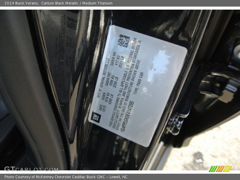 Carbon Black Metallic / Medium Titanium 2014 Buick Verano