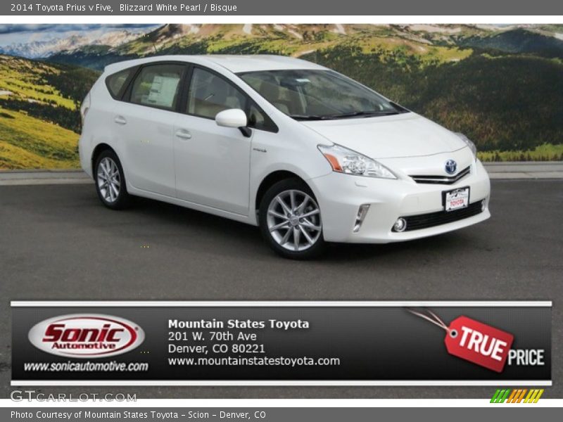 Blizzard White Pearl / Bisque 2014 Toyota Prius v Five