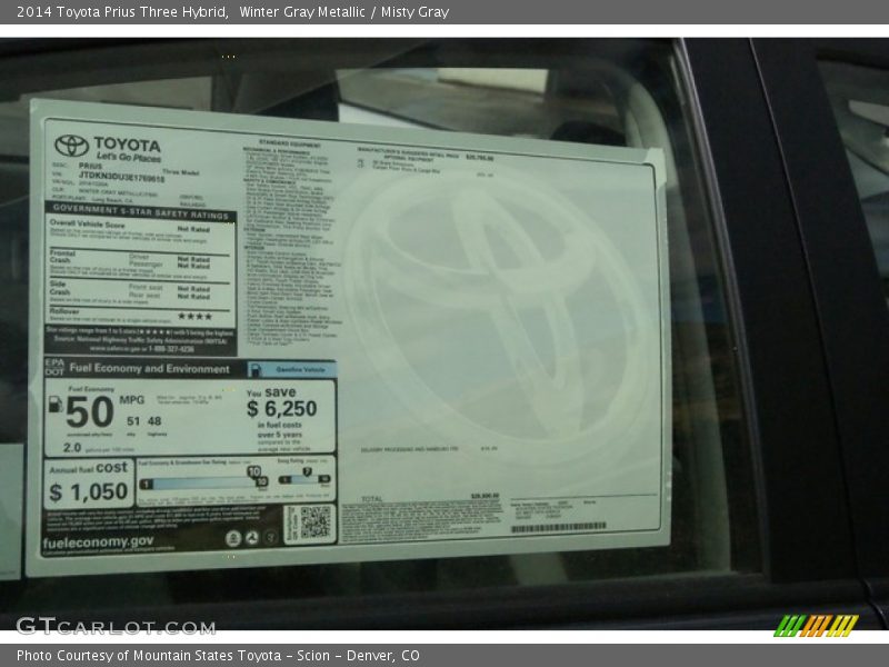 Winter Gray Metallic / Misty Gray 2014 Toyota Prius Three Hybrid