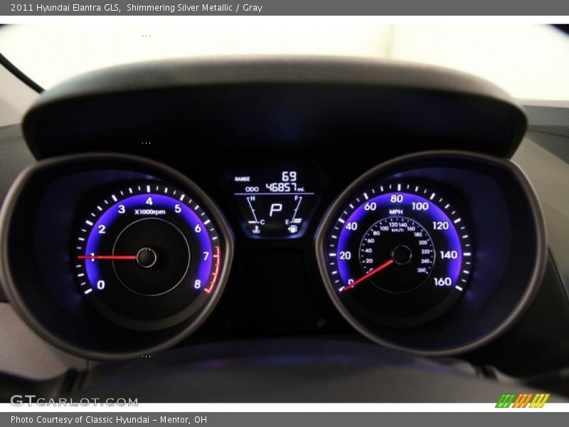 Shimmering Silver Metallic / Gray 2011 Hyundai Elantra GLS