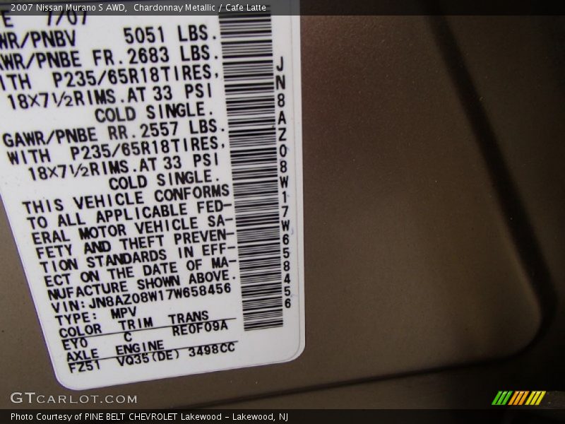 Chardonnay Metallic / Cafe Latte 2007 Nissan Murano S AWD