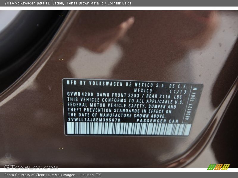 Toffee Brown Metallic / Cornsilk Beige 2014 Volkswagen Jetta TDI Sedan