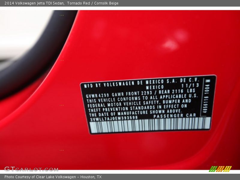 Tornado Red / Cornsilk Beige 2014 Volkswagen Jetta TDI Sedan