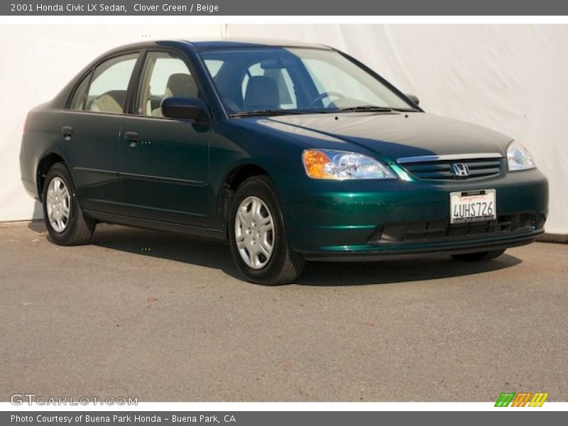 Clover Green / Beige 2001 Honda Civic LX Sedan