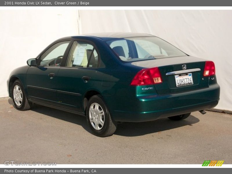 Clover Green / Beige 2001 Honda Civic LX Sedan