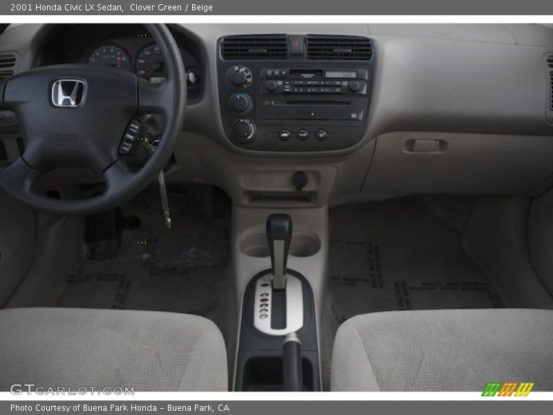 Clover Green / Beige 2001 Honda Civic LX Sedan