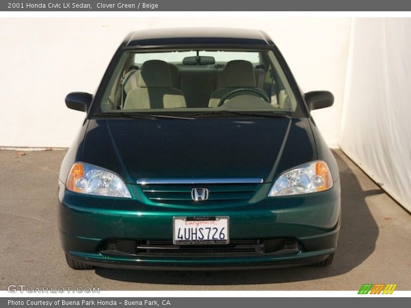 Clover Green / Beige 2001 Honda Civic LX Sedan