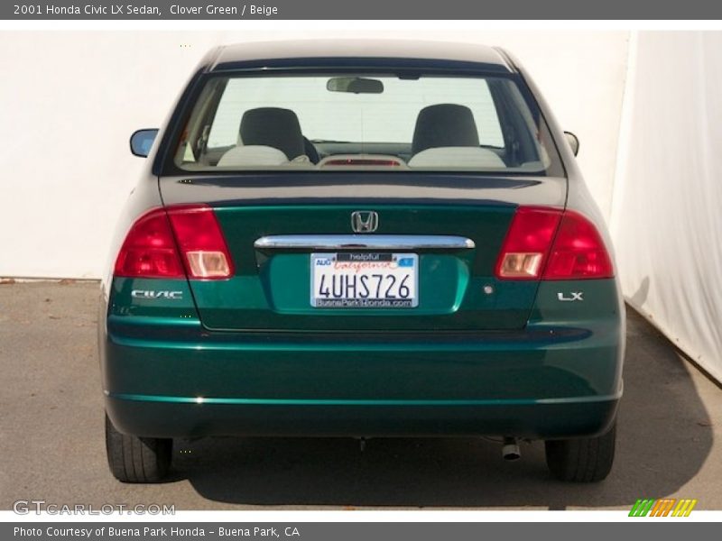 Clover Green / Beige 2001 Honda Civic LX Sedan